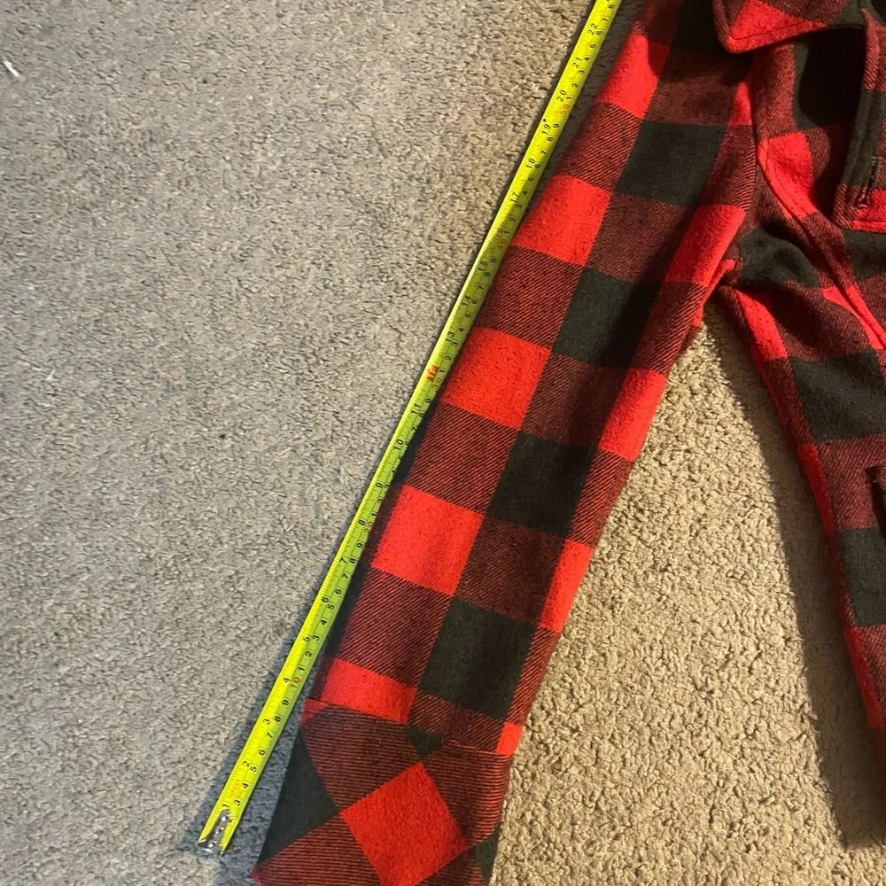 EMPYRE Sz M Cropped Buffalo Check Wool Blend Jacket Plaid Lumber Jack Jill Hood